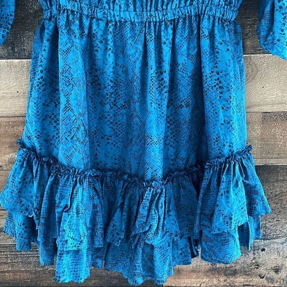 Rebecca Taylor Python Print 3/4 Sleeve Silk Shirt Dress Tunic In Jade Size 0 - Picture 7 of 13